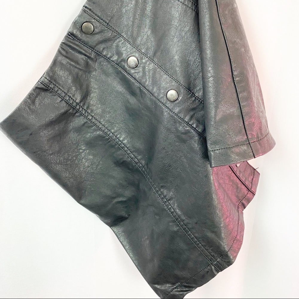 FOREVER 21 Black Pleather Skirt Full Button Up